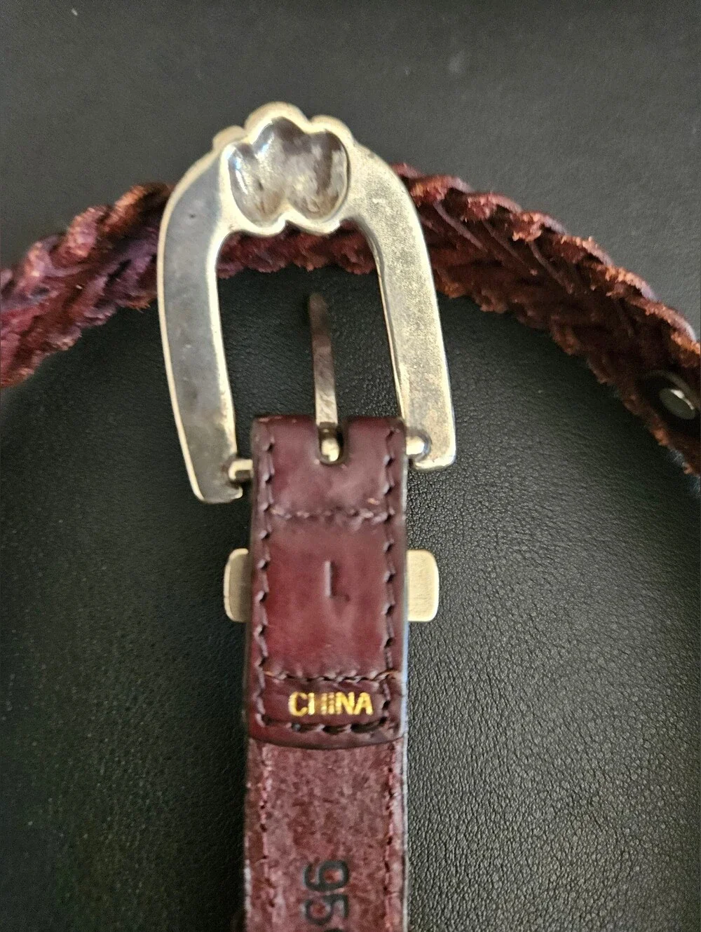 Vintage Brighton Women's Western Brown Leather Braided Flower Concho Belt Size L